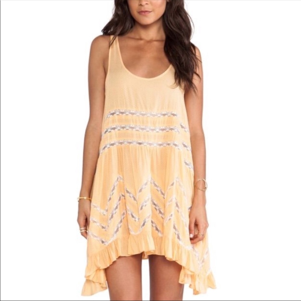 🍂 Free People | Voile and lace trapeze slip dress
